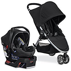 black car seat and stroller