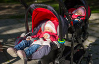 Double stroller with car seat