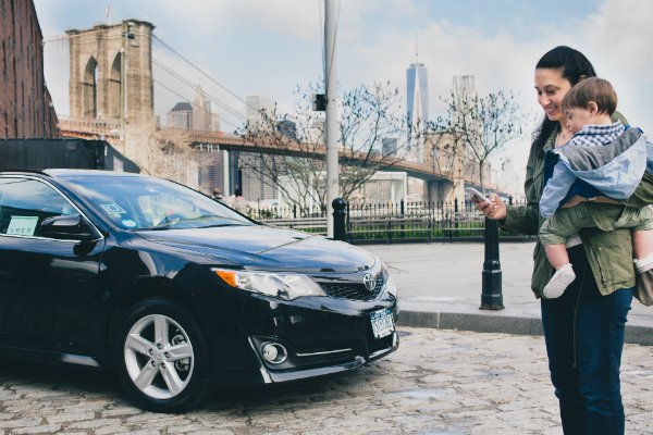 Uber car with baby