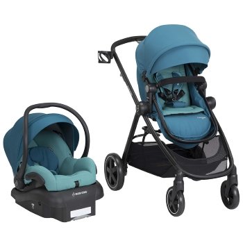 baby blue stroller and carseat